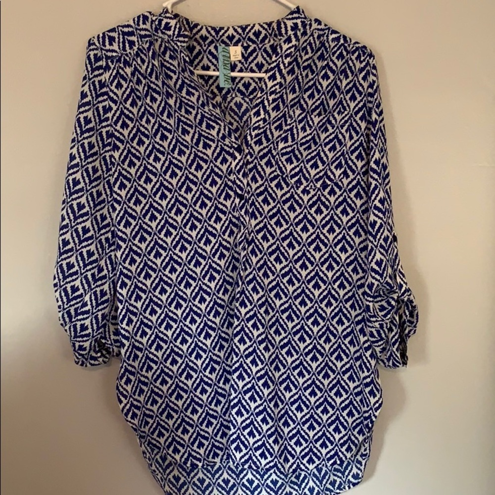 Women’s Small Blouse, Navy and White